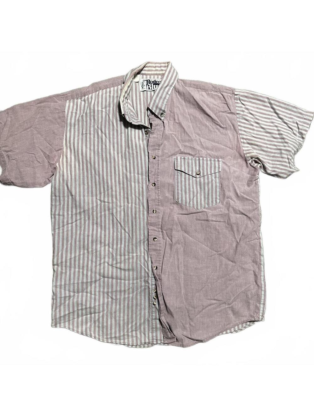 Roper Rodeo Blue Western Stripped Short Sleeve Color Block Button Up Size XL